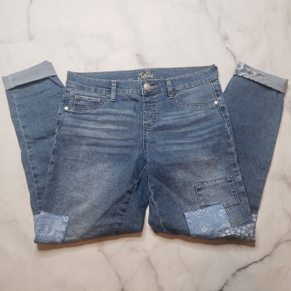 Justice patchwork skinny stretchy jeans
